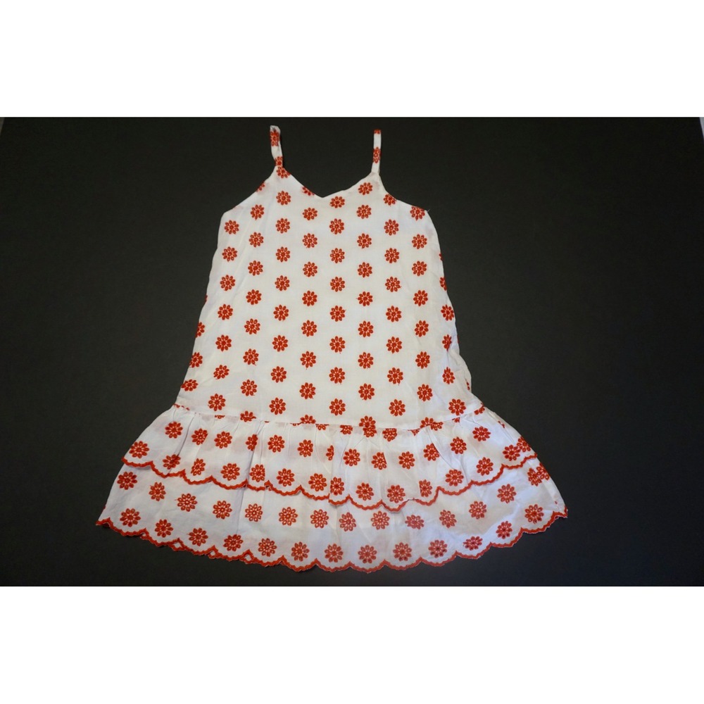 GB Girls White Red Eyelet Floral Tiered Ruffle Sundress Size 5